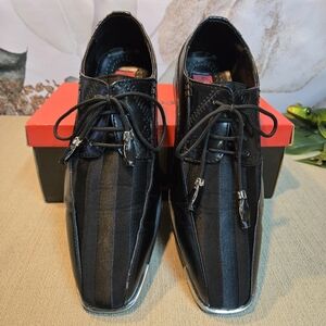 Men's Formal Black Lace Up Shoes Size 12 - Modern Wedding Prom Party Shoes